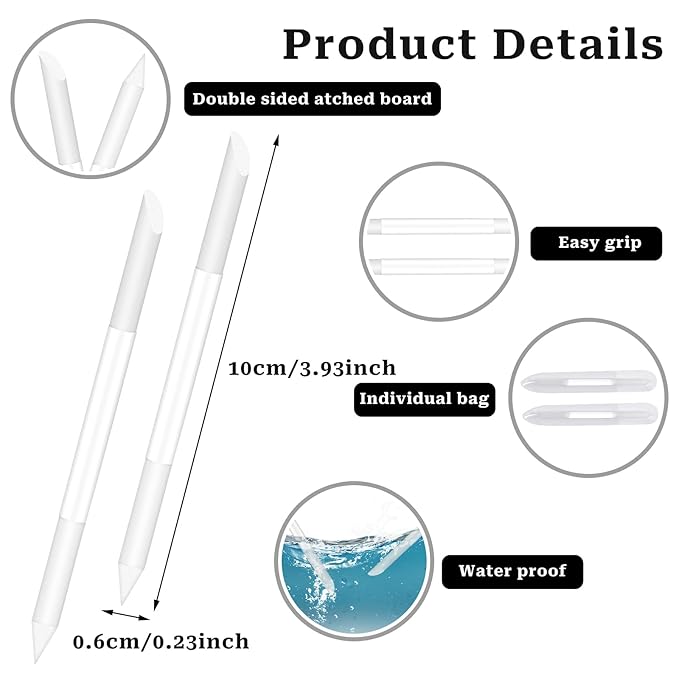 Glass Cuticle Pusher Set of 2 Cuticle Remover Tool Glass Nail Cuticle Trimmer Stick Double Sided Glass Manicure Sticks Angled Cuticle Filing Pusher