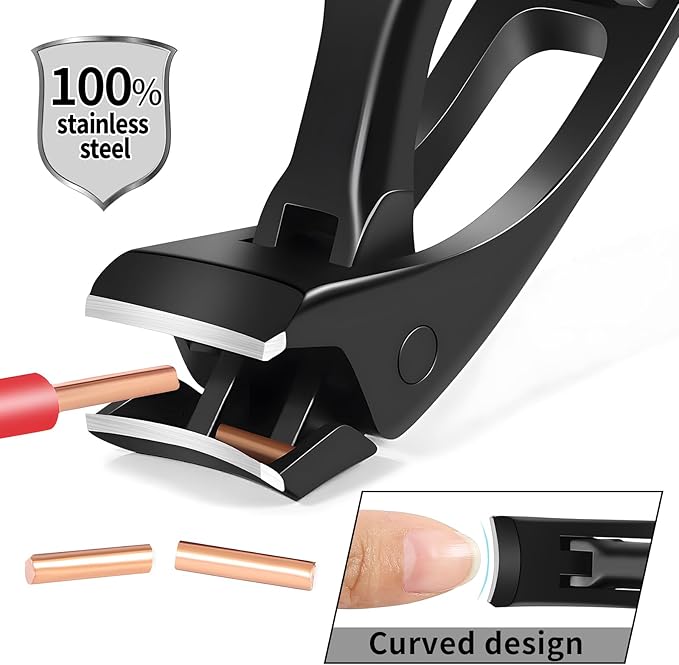 Nail Clippers for Men Toenail Clippers and Fingernail Clipper Toe Nail Clippers for Women Nail Clipper with Long Handle Wide Jaw (D-Black New)