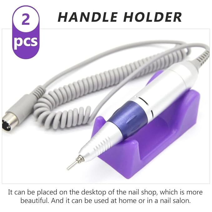 Nail Drill Holder Stand: 2pcs Portable Polishing Grinding Handle Rack Brackets - Manicure Tool for Nail Salon Home Lover, Random Color
