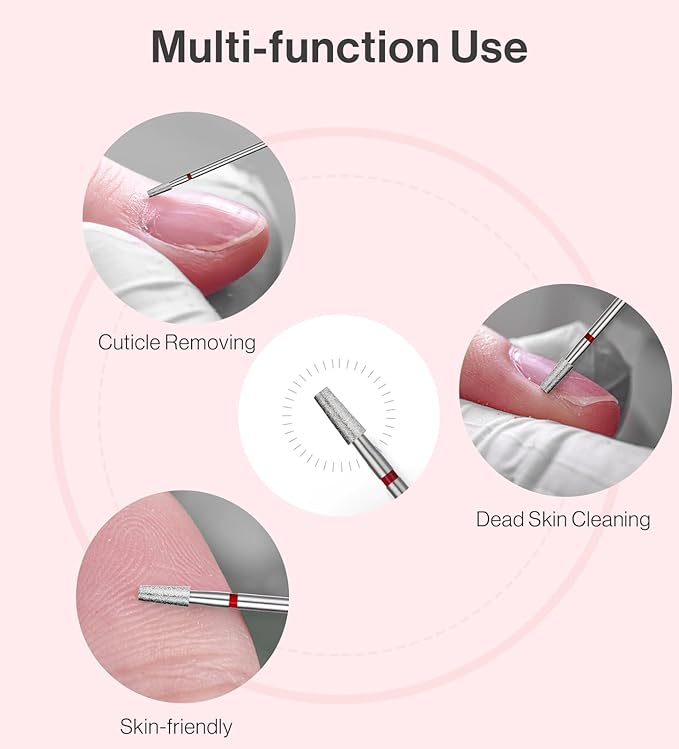 MelodySusie 3mm Short Tapered Barrel Cuticle Clean Nail Drill Bit 3/32'', Professional Safety Carbide Diamond Under Nail Cleaner for Cuticle Dead Skin Nail Prepare, Beginners Bits, Series Bit-S, Fine