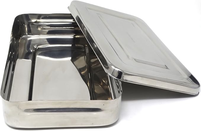 Stainless Steel Surgical LAB Dental Sterilizer Instrument Box, Organizer Jewelry/Tools Storage Tray with Lid - 10L x 6W x 2H