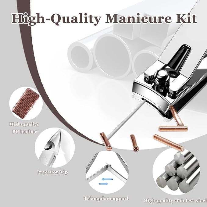 Nail Clipper Set 18 Pcs | Stainless Steel Manicure Grooming Kit: Fingernail Clippers & Toenail Pedicure Cleaning Cutter | Travel Nail Trimming Kit | Gifts for Women, Men, Him, Dad, Christmas, Birthday