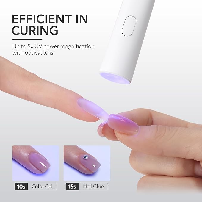 GAOY Handheld UV Light for Gel Nails, Mini Nail Lamp, Portable Cordless Rechargeable, Fast Curing, Pen Lamp