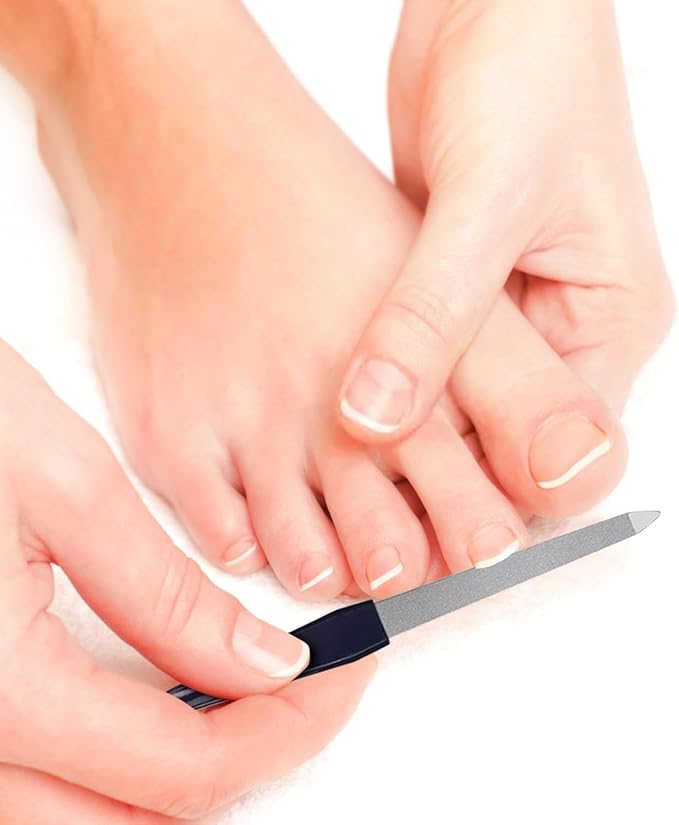 6 Pcs Metal Nail File, Double Sided Grit Fingernails Filers Stainless Steel Natural Diamond Finger Nail Filers Nail Emery Boards Tool Nail Buffers