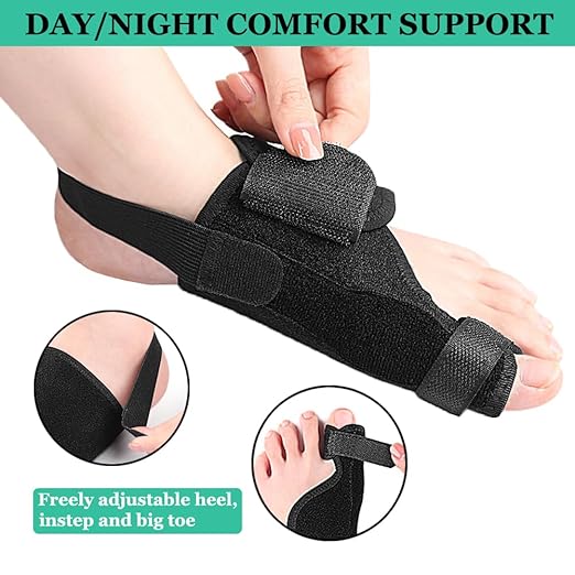 Bunion Toe Corrector Splint for Women & Men, Adjustable Bunion Straightener for Pain Relief, Big Toe Orthopedic Separator for Hallux Valgus, Hammer Toe, Day/Night Support (Right Foot)