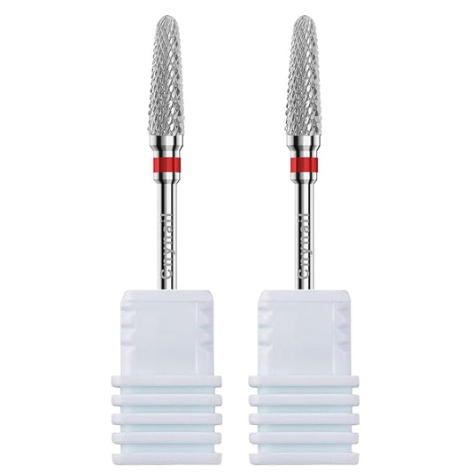 3/32" 2PCS Clean Cone Bits Fine Grit Carbide Cuticle Cleaner Bit for Electric Nail Drills – Professional Manicure Tool for Nail Salons and Home Use (F Grit. Silver)