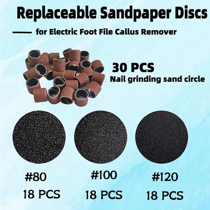 54 Sandpaper Discs (1.7'' x 1.7'' for Electric Foot File Callus Remover and 30 pcs(0.5'' x 0.5'') Sanding Rings