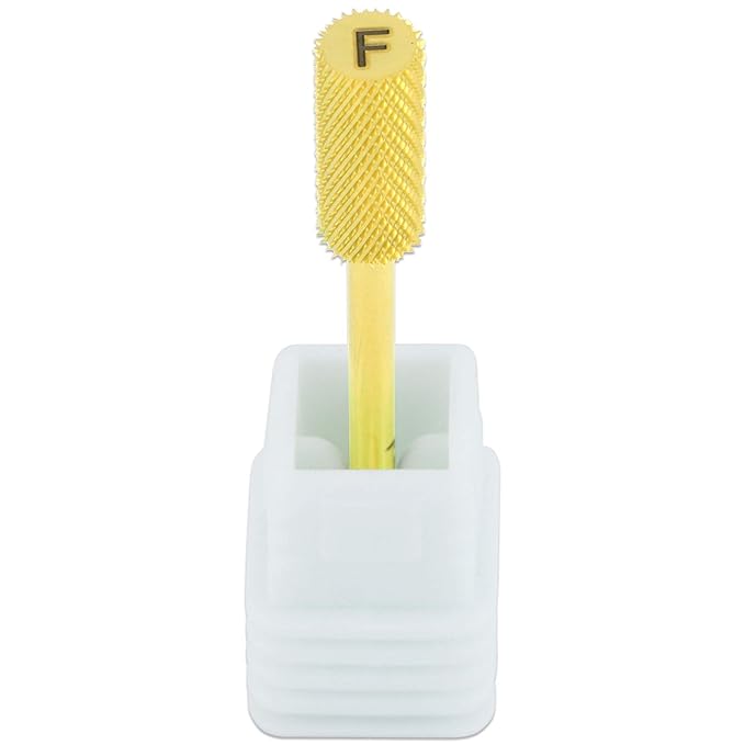 PANA Nail Carbide Cylinder Bit - Two Way Rotate use for Both Left and Right Handed - Fast remove Acrylic or Hard Gel - 3/32" Shank - Manicure, Nail Art, Drill Machine (Fine, Gold)