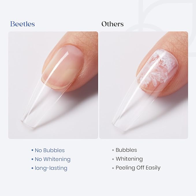 Beetles Press On Nail Glue Quick-Drying 10ml Super Strong Nail Glue, Brush on Glue for Acrylic & Fake Nails, No Uv Light Needed, Long Lasting Christmas Nails, DIY Home Manicure