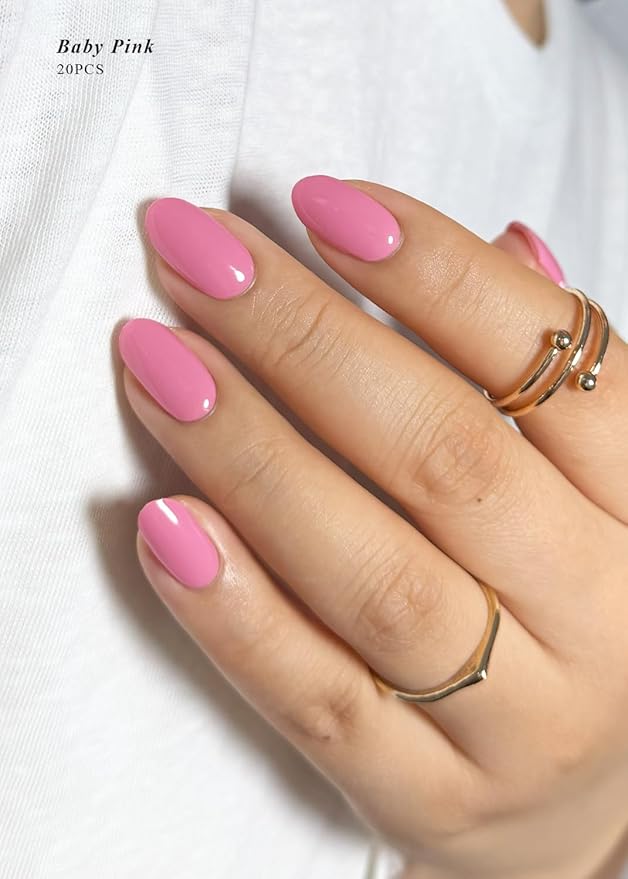 Semi Cured Gel Nail Strips (Baby Pink), Pale Pink, 20 Pcs Gel Nail Wraps, Stickers, UV Light Required, Salon Quality, Long Lasting
