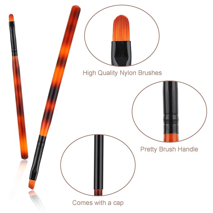 cobee Nail Art Clean Up Brushes, 2 Pcs Nail Polish Remover Brush Nail Polish Cleaning Brush Professional Nail Art Painting Pen Nail Design Tool for Manicure Mistake Cleaning (Round, Angled)
