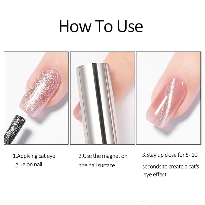2Pcs/Set Cat Eye Nail Magnet Tool Square Magnet Stick Multi-Function Cat Eye Gel Nail Polish Magnetic Wand Cat Eye Nail Magnetic Magnet for Nails Salon Accessories