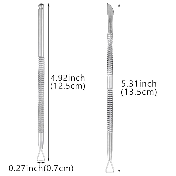 8 Pack Stainless Steel Triangle Cuticle Pusher Double-head Nails Dead Skin Remover Cuticle Trimmer Stick Manicure Polish Tools for Manicure Beauty Salon