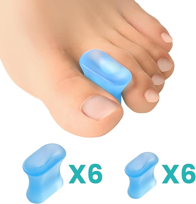 Upgraded Gel Toe Separators – 12-Pack Bunion Pads – Toe Spacers for Straightening Overlapping Toes, Bunions, Calluses – Soft Silicone Bunion Corrector for Men and Women(6M+6S)