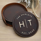 Custom Round Engraved Coasters, Personalized Leather Coaster, Laser Engraved - Image 2