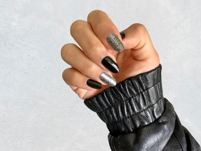 NOVA, Female Founded, Semi Cured Gel Nail Strips (Black Matter) - The 10 Minute Manicure. Salon-Quality, Works with Any Nail Lamp, Easy to Apply & Remove - Incl. Nail File & Stick (Black Matter)