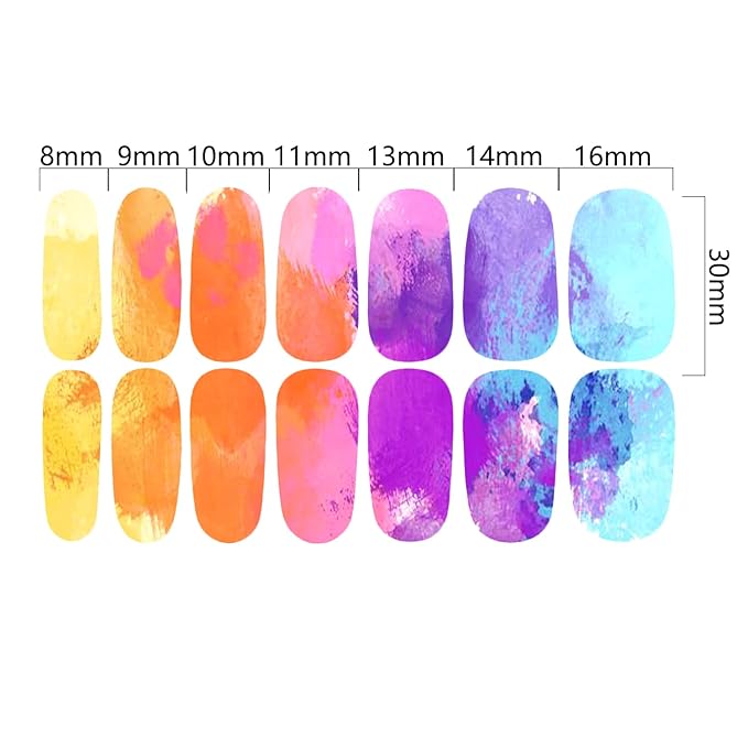 WOKOTO 12 Sheets Aurora Nail Polish Stickers Full Wraps for Women - Graffiti Gradient Gel Nail Strips Nail Polish Strips for Women Girls Nail Art Peel and Stick On Nail Gel Stickers