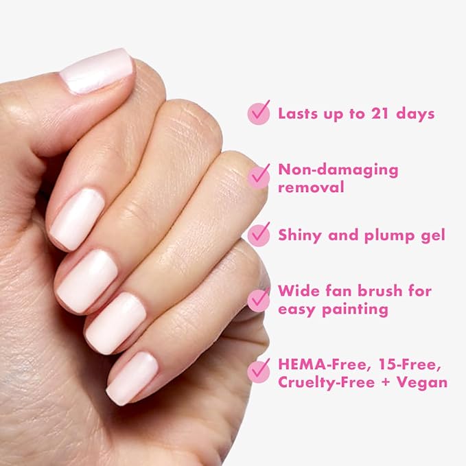 Olive & June Gel Polish | UV LED Nail Lamp Needed | Long Lasting Formula | Up to 21 Days of Wear | Damage-Free Removal | Salon-Quality Manicure, Pedicure at Home | Atlas | Pearly White