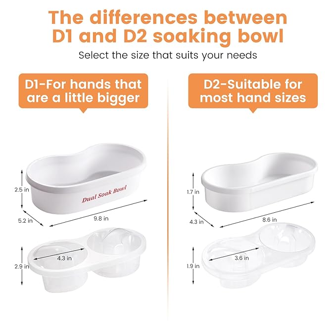 Dual Nail Soaking Bowl Acetone Proof: Soak Off Gel Nail Polish Dip Powder Remover Bowl- Cut the Soaking Time in Half Manicure Bowl for Salon Home (D2-White)