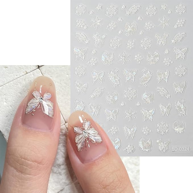 Christmas Nail Art Stickers 3D Cute Santa Claus Nail Stickers Pink White Snowmen Snowflake Nail Design Sticker Self-Adhesive Winter Christmas Tree Nails Decals for Women DIY Nails Supplies 6 Sheets