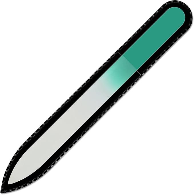 Color Crystal Nail File in Black Pouch - Czech Tempered Glass - Handmade in Czech Republic