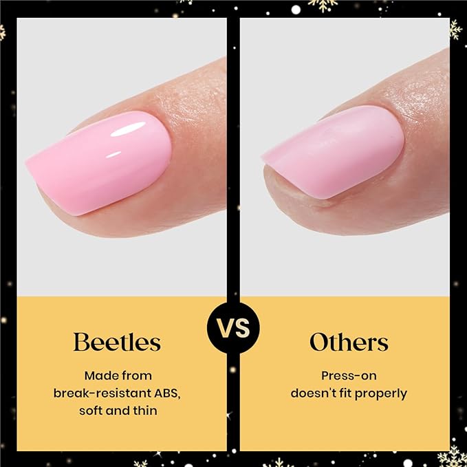 Beetles Press on Nails Kit 576Pcs 24 Colors, Press on Nails Short Square Glossy Matte With Nail Glue & Nail Tabs Stickers, Natural Fit Lightweight Squaval Fake Nails Kit Art For Women Girls