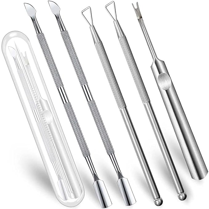 6 PCS Cuticle Pusher and Cutter Remover Stainless Nail Polish Peeler Scraper Durable Manicure and Pedicure Cleaner Tool - Professional & Durable