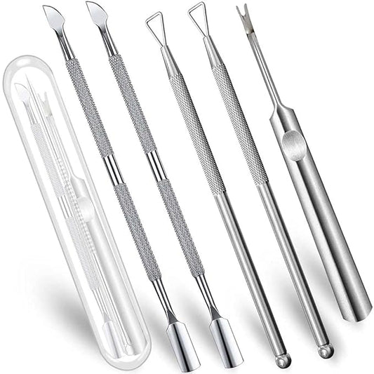 6 PCS Cuticle Pusher and Cutter Remover Stainless Nail Polish Peeler Scraper Durable Manicure and Pedicure Cleaner Tool - Professional & Durable