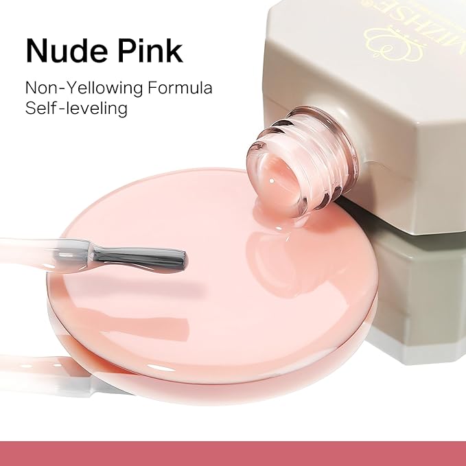 MIZHSE Builder Nail Gel, 8-in-1 Jelly Pink Nude Builder Nail Gel Strengthener Gel Thickening Extension Rhinestone Glue in a Bottle for DIY Salon LED & U V Lamp Needed 16mL