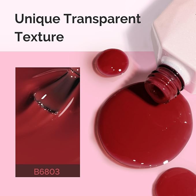 MelodySusie Jeweliver Gel Nail Polish, 0.5Fl.oz Gel Polish Red Brown Color Soak Off UV LED Light Cure Gift for Women Manicure Nail Art DIY at Home B6803