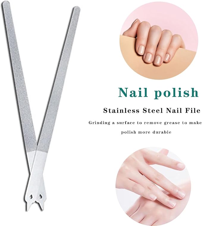 4PC 8 Diamond Dust Nail File - Stainless Steel Nail Dresser - 2PC 9 INCH & 2PC 6INCH