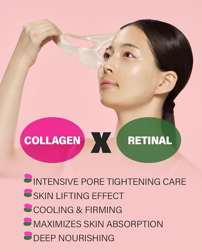 CKD Retino Collagen Pore Elasticity Mask with Vita C Teca Blemish Shot Mask - Hydrogel Anti-aging Face Sheet Mask Tightens Pores, Elasticity, Firmness - Relief for Dark Spots & Blemishes, 10 Sheets