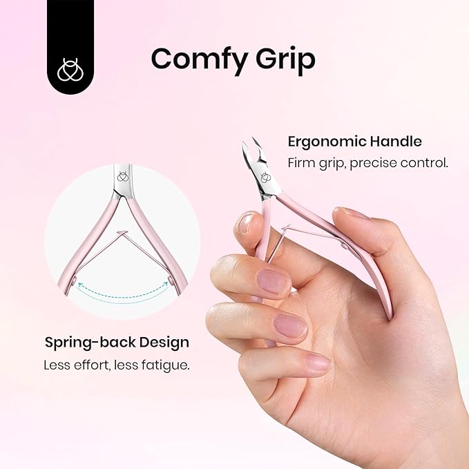 Beetles Cuticle Trimmer Nail Cuticle Nippers 0.16 Inch Fine Jaw Cuticles Cutter Stainless Steel Cuticles Remover Scissors Beginner Friendly Nail Art Tools for Manicure Care Pink
