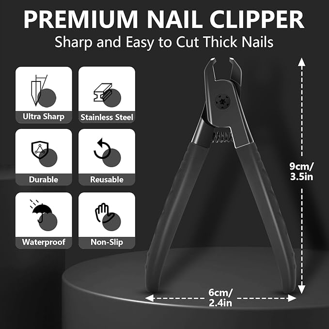 Upgraded Professional Nail Clippers for Men, Women & Seniors - Anti Slip Nail Clipper Set, Long Handle, Stainless Steel, Large