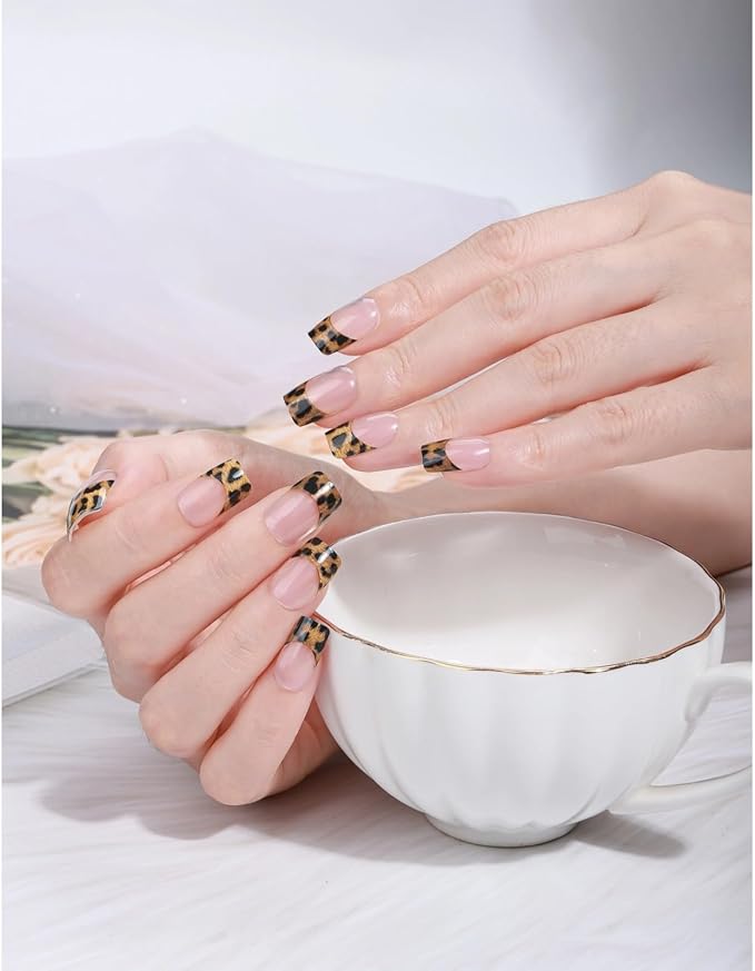 Nail Stickers, Gel Nail Strips with Manicure Tool Kit, 22 Pieces, Long Lasting, Chip Resistant, UV Free, Leopard Luxe
