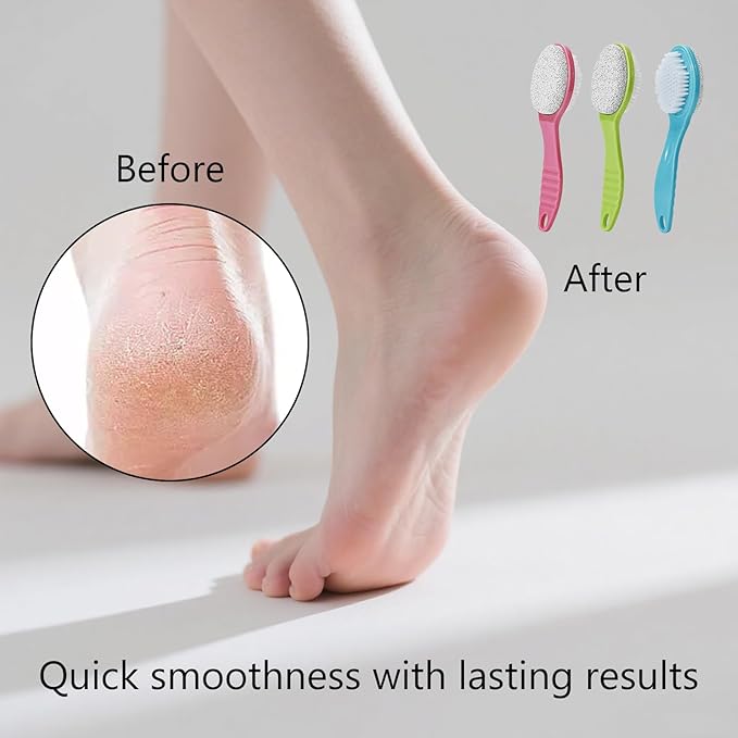 Foot Callus Remover, Double-Sided Pumice Stone Brush for Feet (Blue, Green, Rose Pink, 3 Pack)