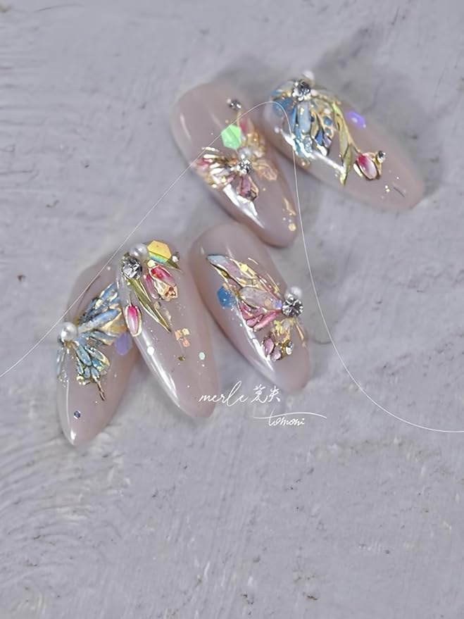 Tokyo Butterfly Nail Stickers 5D Embossed – Premium Salon-Quality Nail Charm Accessories, Easy Application & Self-Adhesive Golden Retro Decal for DIY Manicure, Nail Art, Press on, Home or Salon Use