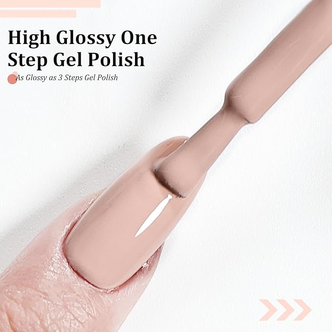 JODSONE Nude Gel Polish Top Base Coat,16.5ml 3-in-1 One Step Gel Polish,Base Color Top Gel in One, Save Time,Long Lasting