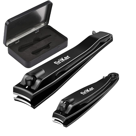 Nail Clippers Set, Heavy Duty Black Matte Stainless Steel nail Clipper with Nail File,Fingernail and Toenail Clipper Cutters, Nail Clipper Tools for Men & Women,Christmas Best Gift Tin Case