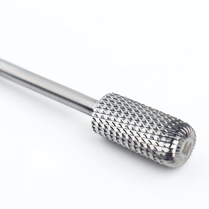 QUNZHAO Nail Drill Bits Dust proof bit Tungsten Steel Fast remove Acrylic or Hard Gel 3/32" Shank - Manicure, Nail Art, Drill Machine (Medium - M, Silver)