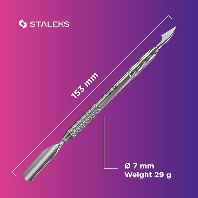 Staleks Pro Manicure Pusher Expert 30 Type 3 – Rounded Wide Pusher and Cleaner – Stainless Steel – Professional Cuticle Tool