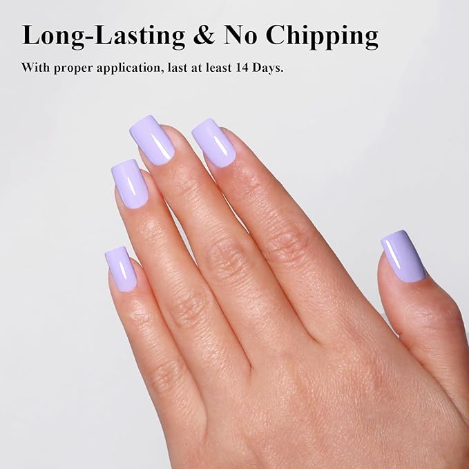 Imtiti Pastel Gel Polish, Pastel Lavender Purple Gel Polish 3 in 1 One Step Gel Polish Kit, Soak Off LED U V Gel Polish Nail Art Starter Manicure Salon for Women Girls 0.3 Fl Oz