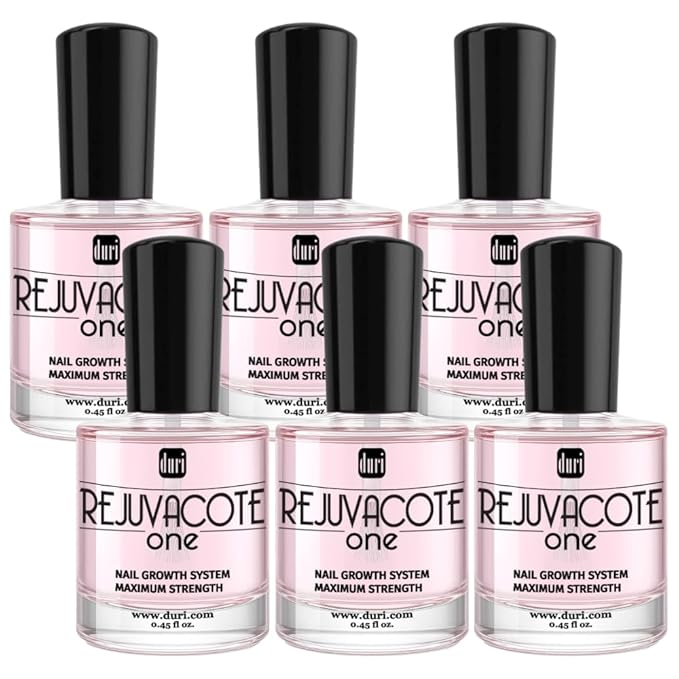 duri Rejuvacote 1 Original Maximum Strength Nail Growth System Base, Top Coat - Nails Hardening, Repair, Chipping, Strengthen, Breaking and Brittle Treatment (Pack of 6)