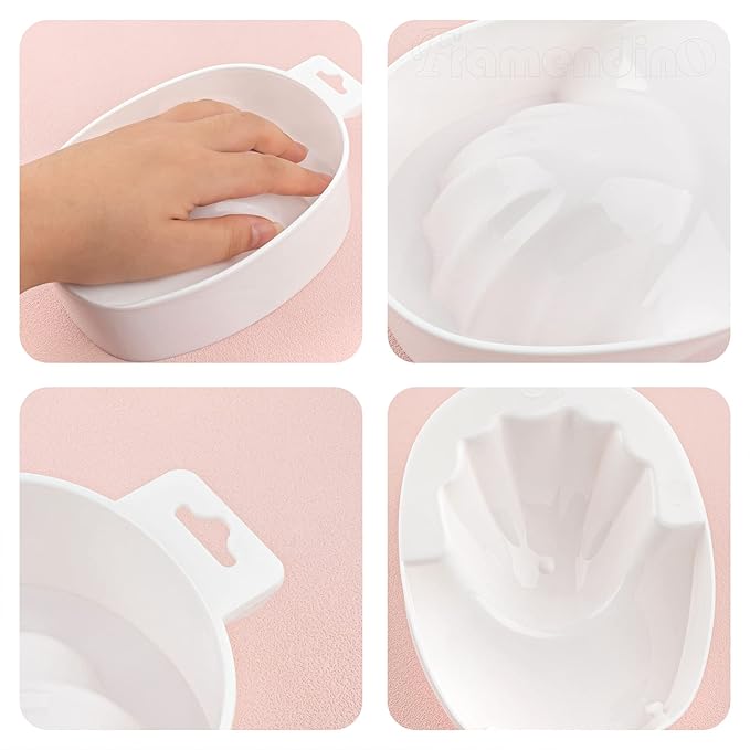Framendino, 2 Pack White Nail Soak Tray Manicure Bowl Soaker Bowls