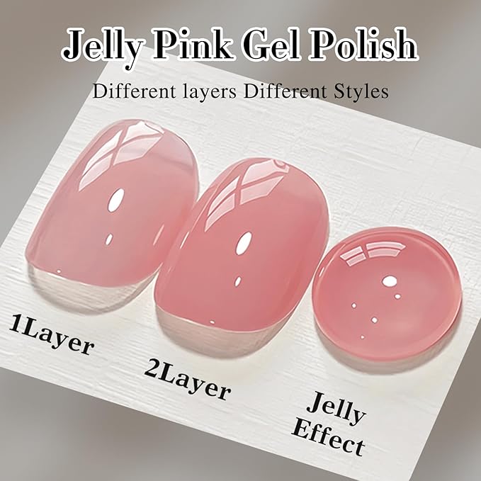 Double Rhythm Gel Polish 15ML Jelly Sheer Pastel Light Milky Color Pearl White Bottle 1 PC 0.5 OZ Full Size Nail Art Salon at Home (Milky Pink-D1385)