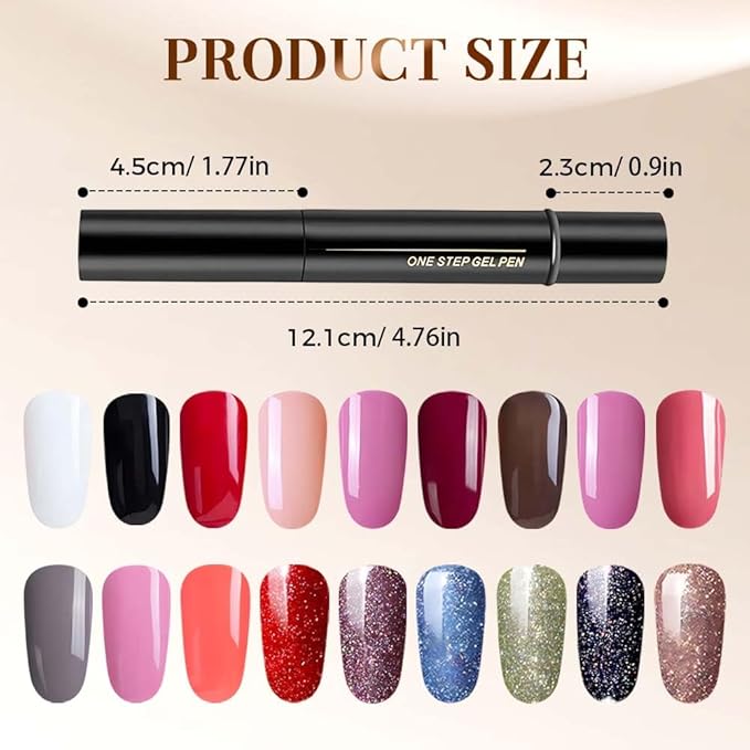 Nail Polish Pens, 3 in 1 Quick Dry Gel Polish Pens with 18 Colors 5ML, for DIY Nail Art, Easy Home Use for Women (Color 13-18)
