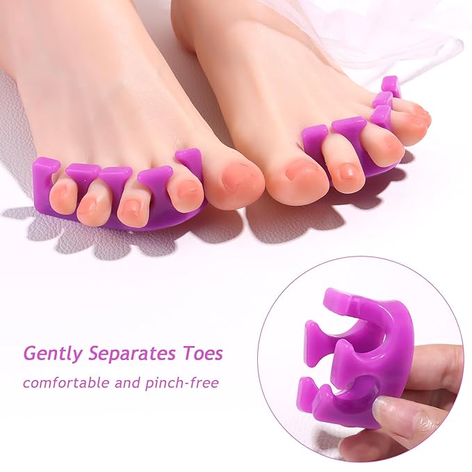 Toe Separators for Women, 2 Pairs Soft Silicone Pedicure Toe Separators Toe Dividers for Nail Polish Washable Spacers Manicure Tools Salon Supplies separadores de dedos de los pies