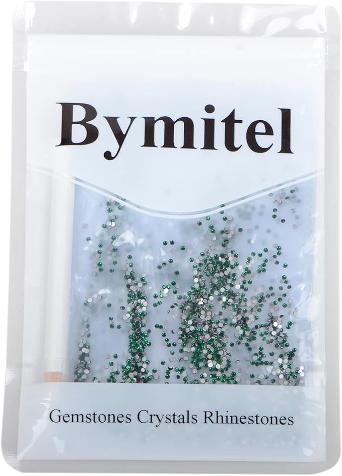 2880PCS Art Nail Rhinestones Non Hotfix Glue Fix Round Crystals Glass Flatback for DIY Jewelry Making with one Picking Pen (ss3 2880pcs, Emerald)