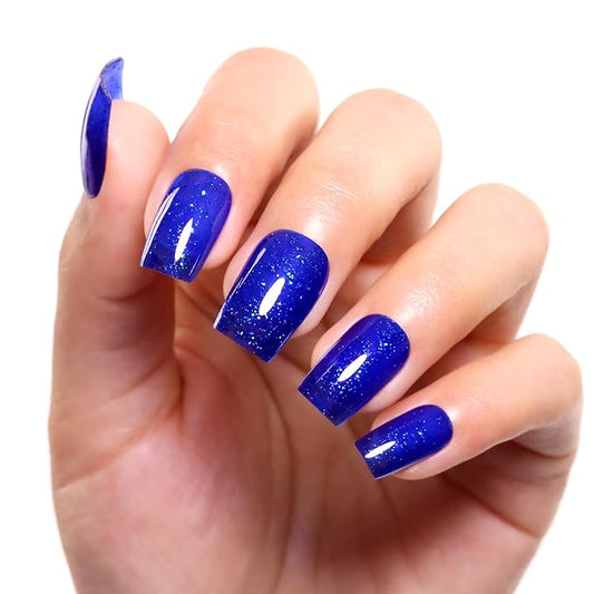 Imtiti Glitter Gel Nail Polish, 15ML Deep Blue Iridescent Glitter Gel Polish Soak Off LED UV Diamond Shimmer Sparkle Nail Gel Polish Fall Winter Manicure Gel Nail Polish Kit