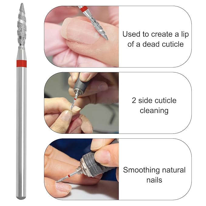 Nail Drill Bits Cuticle Nail Drill Bits Electric File Bit for Nail Drill Cylinder Shape 3/32''Shank Cuticle Clean Nail Bit for Acrylic Manicure Pedicure Cuticle Gel Polishing (Fine)